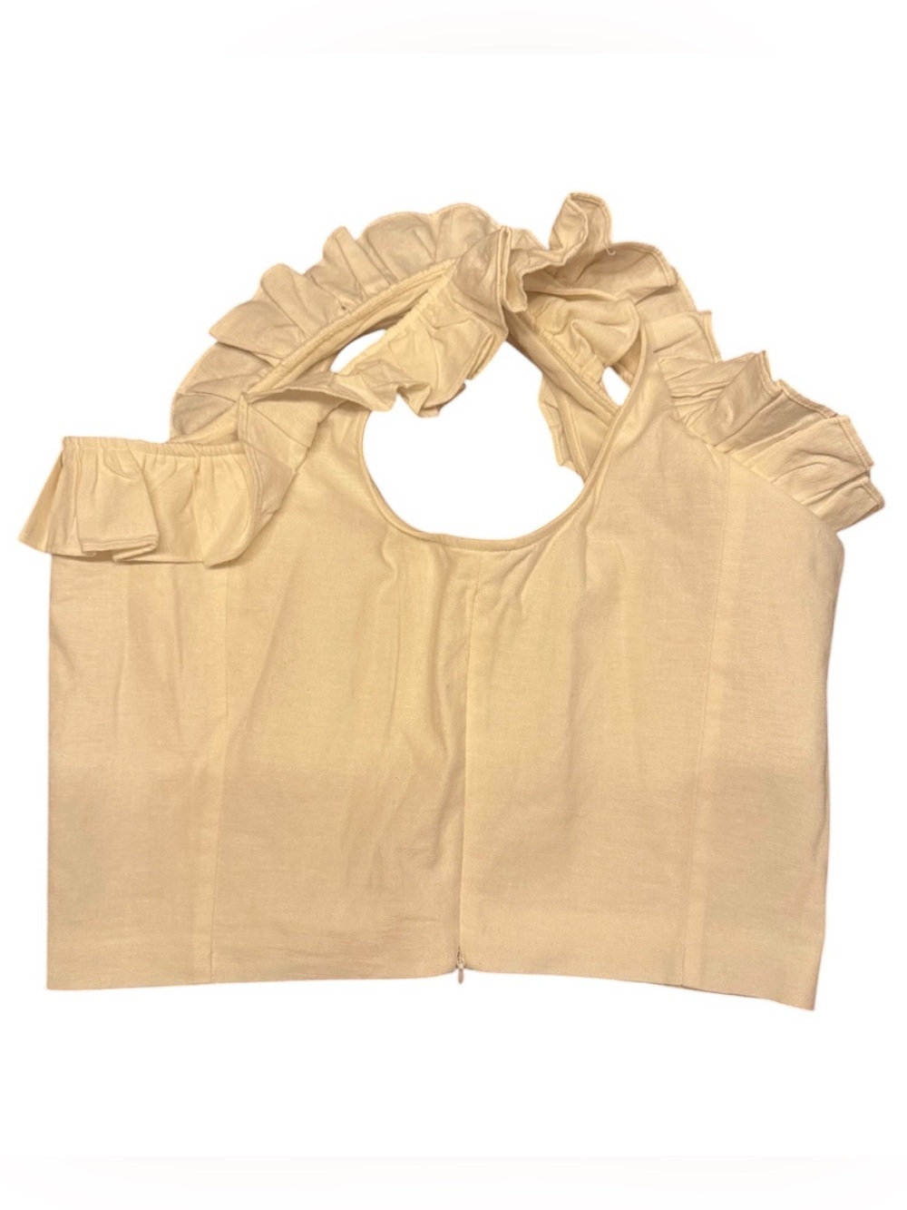 Express NWOT Cream Ruffled Crop Top - Picture 5 of 6